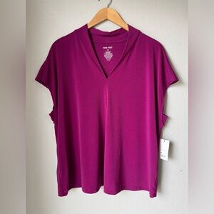 Nine West NWT Dolman V Neck Top Burgundy Womens Size 1X
